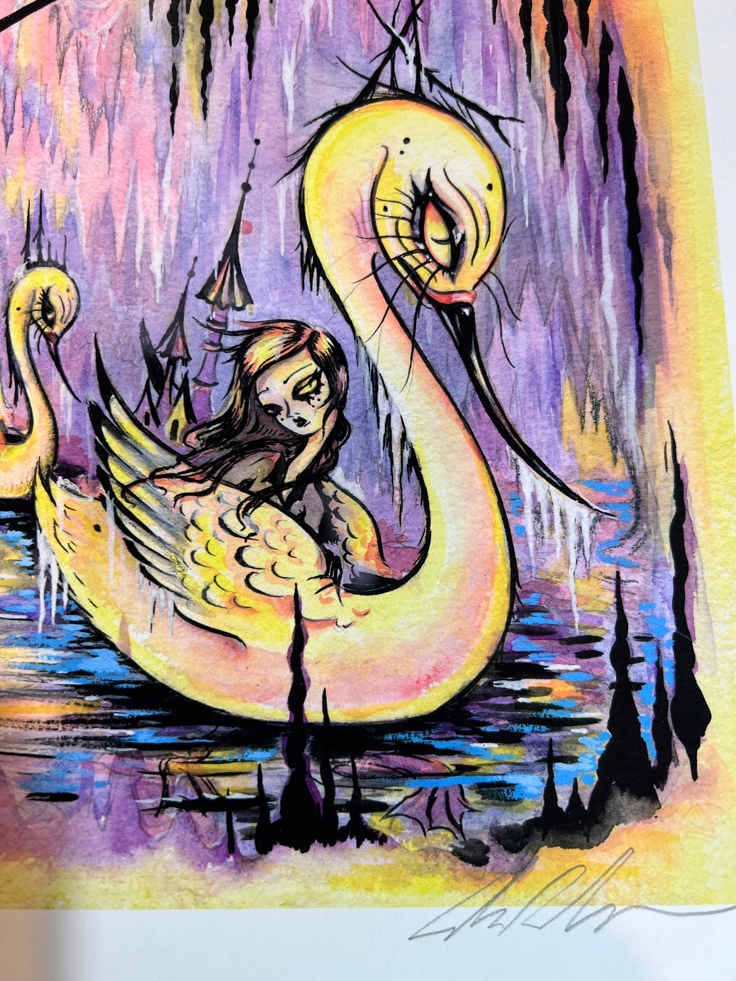 "The Refuge of Dreaming Swans" limited edition print