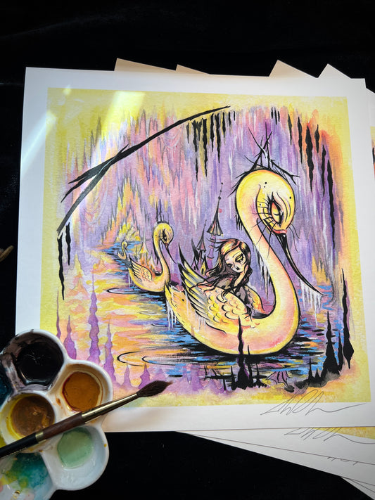 "The Refuge of Dreaming Swans" limited edition print